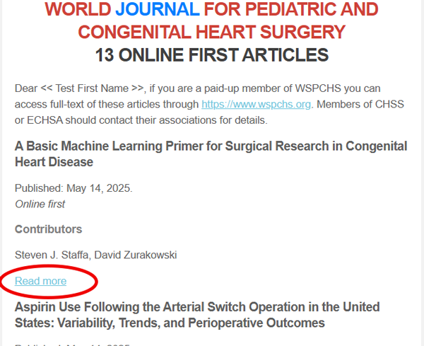 WJPCHS emails with read more links to website