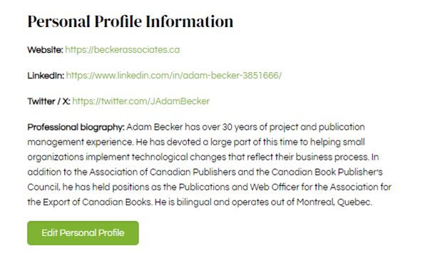 Member profile page example